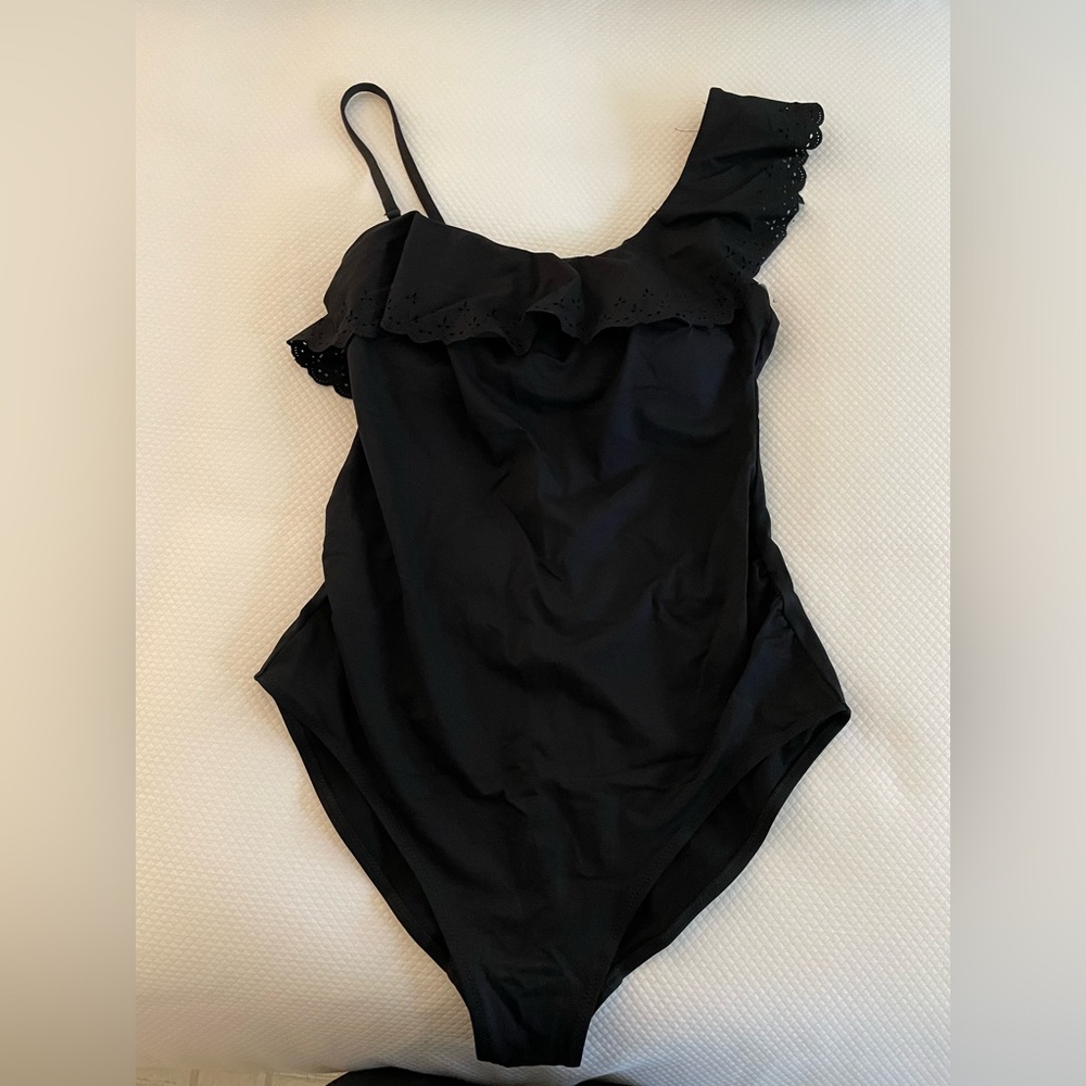 Cache Coeur Maternity One Shoulder Swimsuit, Black, Size L